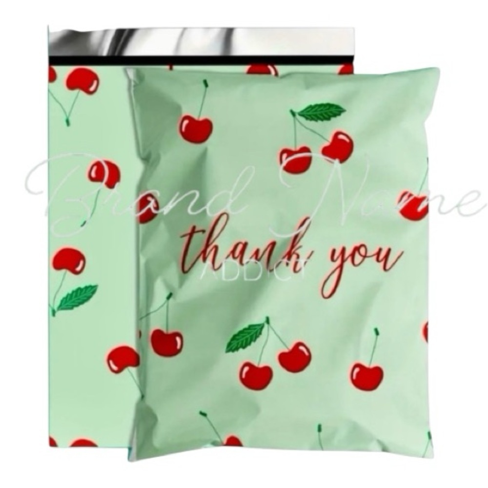 PRICE IS FIRM - Set of 10 Red Cherry Green ‘Thank You’ 10 x 13 Poly Mailers